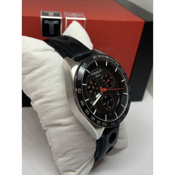 Tissot T100417A Black Leather Analog Dial Quartz Genuine Wrist Watch AEW85 - Picture 4 of 11